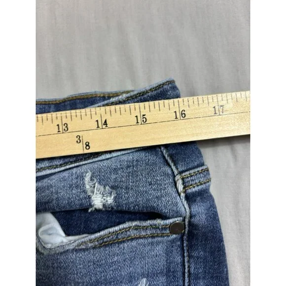 Judy Blue Skinny Fit Jeans Women's 11/30 Blue Red Plaid Patches Distressed Denim - Picture 4 of 7